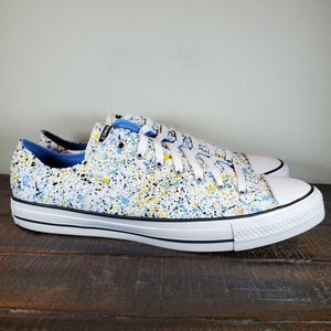 Converse CTAS Mens Size 13 Low Top Shoes A00469F Paint Splatter White.